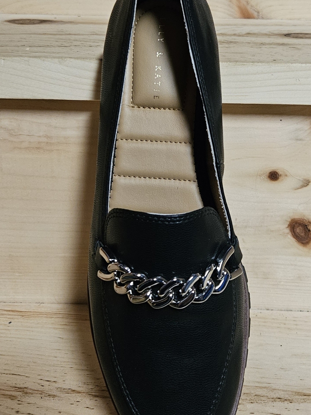 Black Chain-Trim Loafer Kelly & Katie